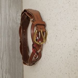 Vintage Fossil Woven Leather Braided Belt Medium